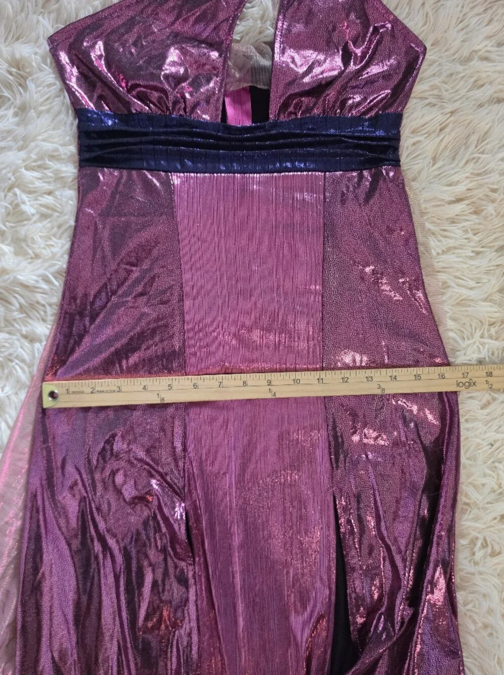 Women's 3 Pc Amethyst Goddess Costume With Sash and Headband - Picture 10 of 11